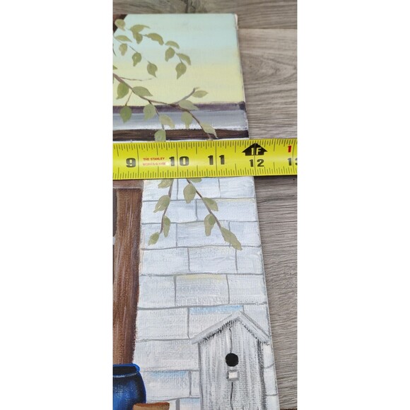 12x16 Painting On Canvas "Window, Tree and Cat" Americana-Unknown Artist - Picture 6 of 10